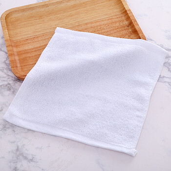 餐厅手巾酒店白色小方巾宾馆棉白毛巾棉四方幼儿园吸水擦 60克纯棉32
