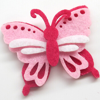 chenkou craft 韩版手工不织布毛毡小动物三层立体蝴蝶 发夹 服装配饰
