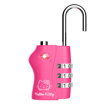 日本凯蒂猫（Hello Kitty）TSA行李密码锁出国海关三键锁旅行拉杆箱挂锁TSA背包锁复古玫红色