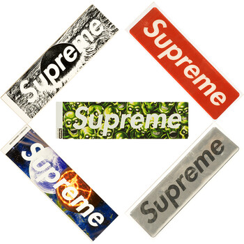 supreme贴纸行李箱笔记本贴纸骷髅反光塑料18ss box logo sticker