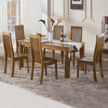 美乐乐家具 1032系列中式餐厅套房 现代中式实木餐桌椅组合 长方形