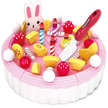 过家家生日蛋糕玩具儿童仿真蛋糕水果玩具小女孩玩具 43件套粉色