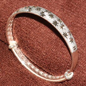 豪珍天宝银饰 999足银手镯 足银镯子 女款银饰品 送妈妈 送女朋友生日