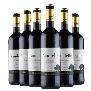 法国进口红酒 波尔多AOC纳德乐(Naudelle)干红葡萄酒 整箱装 750ml*6瓶