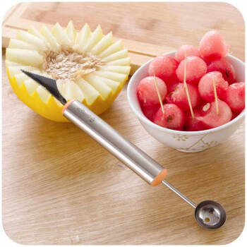 厨格格 挖球器不锈钢两用切果器西瓜勺水果分割器切水果器水果刀雕花刀