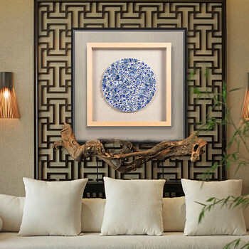 装饰画挂画 简约背景墙挂画装饰品 玄关壁饰挂件恋上青花瓷立体壁画