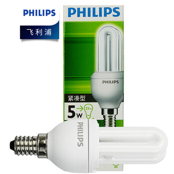 
                                                            飞利浦节能灯泡 紧凑U型节能高亮光源紧凑型 E14 小螺口5W 2U 特惠单只装 黄光                