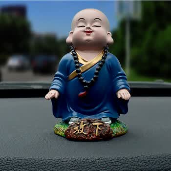 哒狸汽车摆件小和尚卡通弥勒佛可爱公仔保平安车内装饰品现货 放下