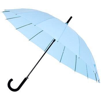 FaSoLa日本品牌 16骨防风碰击布长柄自动雨伞 纯黑