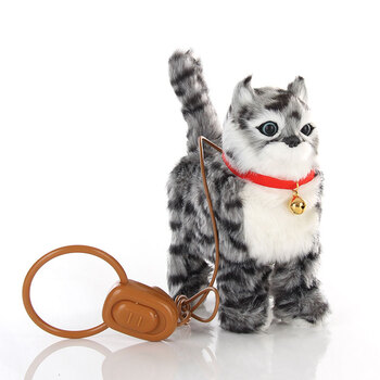 电动猫咪会叫会走尾巴摆动的仿真猫模型儿童毛绒玩具电子宠物摆件 高