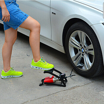 轻云 升级版脚踩打气筒 高压脚踏式自行车汽车打气桶 带气压表 升级款