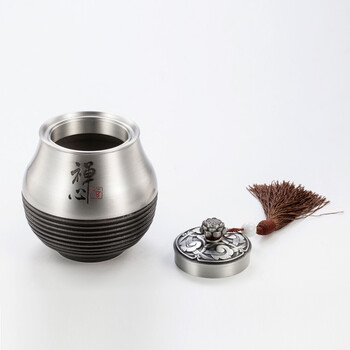 
                                                            锡罐纯锡茶叶罐功夫茶具大号锡器普洱茶罐礼品包装茶具禅心 禅心茶叶罐                