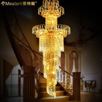 蒙特丽 金黄色水晶吊灯5803 大型豪华别墅楼梯灯餐厅灯客厅灯具(B) 500*1700