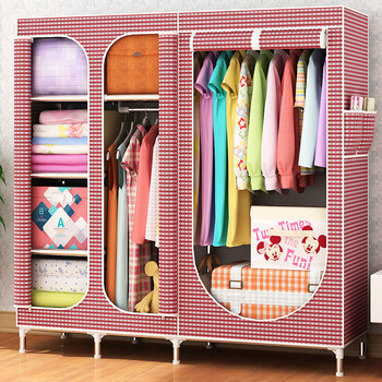 5米布衣橱简易布艺收纳衣柜25mm钢管加固组装折叠大号宿舍单人布衣柜