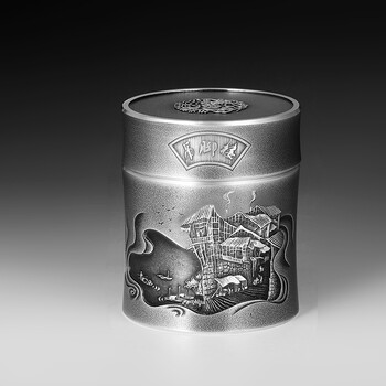 
                                        巴蜀一品 锡罐纯锡茶叶罐茶具密封罐茶罐存储罐 吊脚楼 金属绿茶锡器商务礼物礼茶叶包装盒定制 小号                