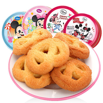 disney 迪士尼饼干曲奇 铁罐装原味牛油曲奇盒装儿童零食 情意绵绵