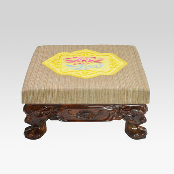 御仟香佛具拜垫工艺品仿实木佛堂寺院跪拜垫蒲团禅修打坐垫刺绣莲花