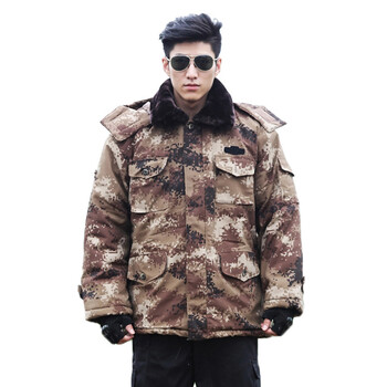 军大衣冬季迷彩羊毛加厚棉大衣保暖作训棉服男234 荒漠棉衣 170【图片