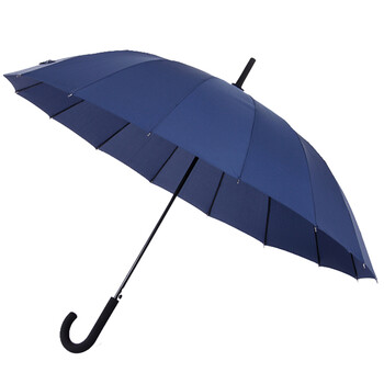 FaSoLa日本品牌 16骨防风碰击布长柄自动雨伞 纯黑