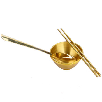 厚德居 铜碗铜筷子铜勺子套装摆件 2.5寸铜碗铜筷子铜勺子一套