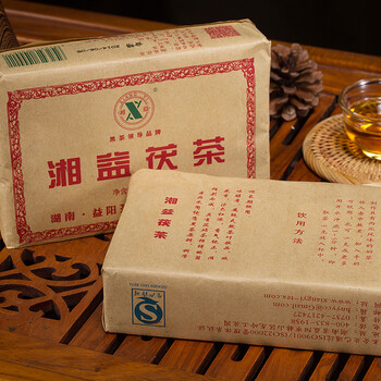 湘益 茶叶 黑茶 湘益茯茶 湖南安化黑茶 红丝带 湘益茯茶400g 一盒