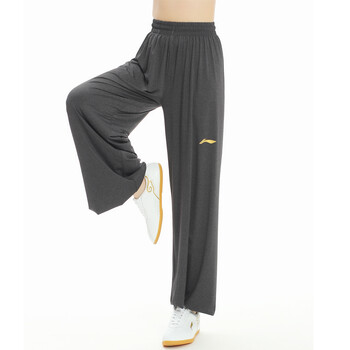 李宁 黑色l 男女太极拳裤武术练功裤晨练比赛服裤 家居裤灯笼裤休闲裤