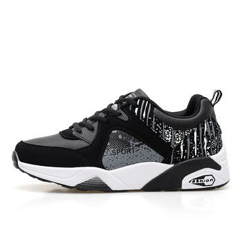 耶斯爱度跑步鞋情侣时尚学生运动鞋男女旅游休闲鞋 黑白 38