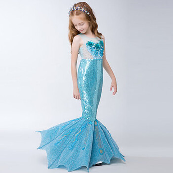 adfenna 女童礼服美人鱼儿童礼服女 公主裙宝宝生日演出表演钢琴礼服