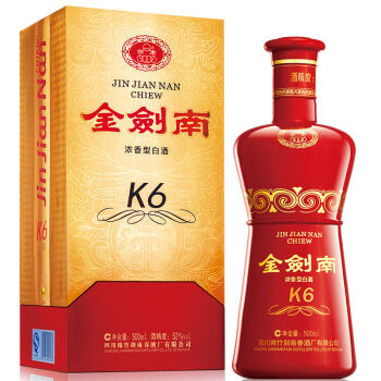 剑南春 金剑南K6 52度 单瓶装白酒 500ml 口感浓香型