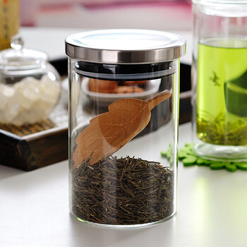 
                                        左茗右器 透明加厚玻璃茶叶罐 食品储物罐 家用密封罐子醒茶罐多用 奶粉茶叶盒 不锈钢盖1800ML                