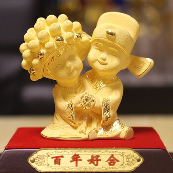 金馨豪品 绒沙金摆件婚房婚庆礼品新婚结婚礼物摆设百年好合