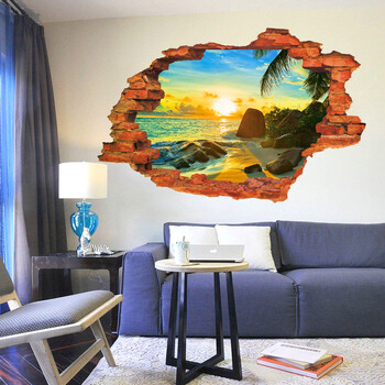 艾优窝 3d墙外风景画 客厅卧室床头背景墙贴画立体仿真装饰画可移除