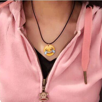 新款韩国锁骨链时尚表情项链女女款原宿颈链项圈学生情侣黄色笑脸手链