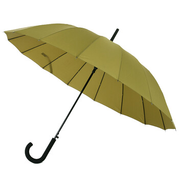 FaSoLa日本品牌 16骨防风碰击布长柄自动雨伞 纯黑
