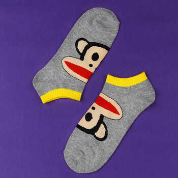 > 瑶池玉 大嘴猴情侣船袜 四季可穿运动短袜 防臭吸汗纯棉袜子 秀恩爱