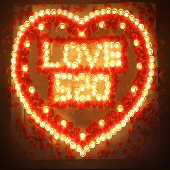 求婚生日表白求爱道具 创意婚庆装饰玫瑰花瓣 我爱你蜡烛套装