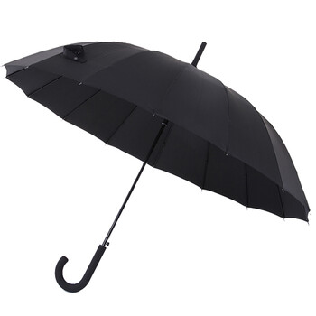 FaSoLa日本品牌 16骨防风碰击布长柄自动雨伞 纯黑