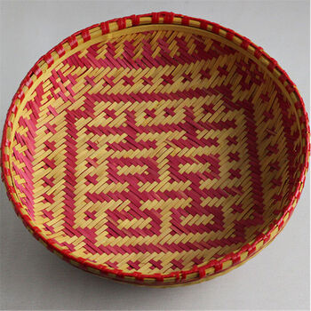 全手工竹编双喜字竹篮酒店婚庆必备用品摆件饰品干果盘