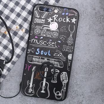 套 适用于华为荣耀v9 防摔男女磨砂带挂绳指环支架扣浮雕硬壳dukal20