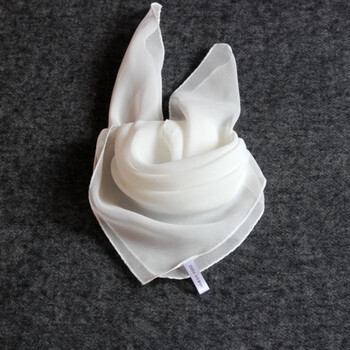 男女士款 天然真丝乔其纱纯白色小方巾丝巾领巾围巾纱巾头包腕饰 半