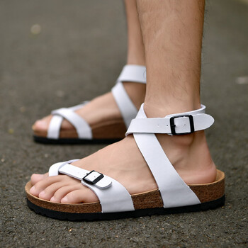 品牌男士牛皮罗马凉鞋夏季英伦大小码37-47套趾搭扣沙滩鞋青年休闲外