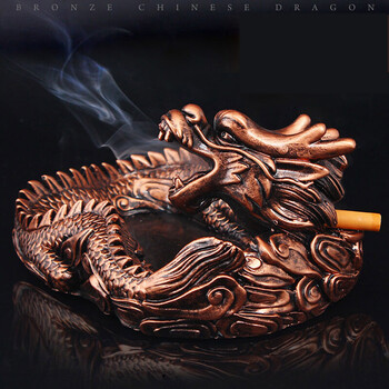 龙图腾烟灰缸 创意男客厅家居饰品仿铜新中式个性大码 原创卧龙烟缸