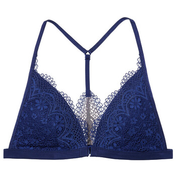 维多利亚的秘密 victorias secret 女士深蓝色性感蕾丝边背心式前开