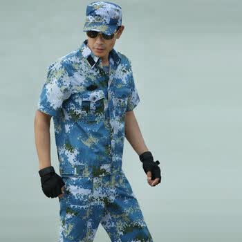 媛卓丽夏季户外海洋短袖迷彩服套装男特种兵海军作战服工作服女耐磨