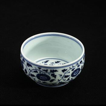 铭清堂手绘青花瓷茶杯仿明缠枝大缸杯压手杯主人杯品茗杯于君手工作品