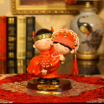 佰芮仕 结婚礼物新婚礼品送礼婚庆摆件 树脂娃娃工艺品装饰品 创意家居客厅卧室新郎新娘摆设