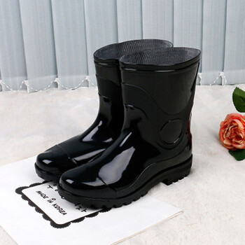 男士雨鞋中筒水鞋防滑厨师鞋劳保鞋pvc厨房水靴雨靴 黑色 43