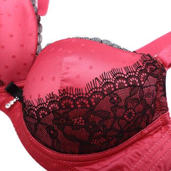 内衣聚拢调整型文胸蕾丝性感3/4厚模杯小胸罩090405品红70a-好享购物