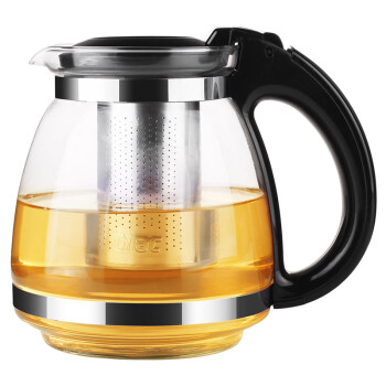 紫丁香（Lilac）茶壶套装耐热玻璃茶壶家用茶水分离泡茶器大号花茶水壶茶杯具套装 单壶黑色1.5L 1个