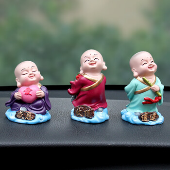 汽车创意三不小和尚摆件可爱卡通公仔车内保平安装饰品车载摆件 感恩